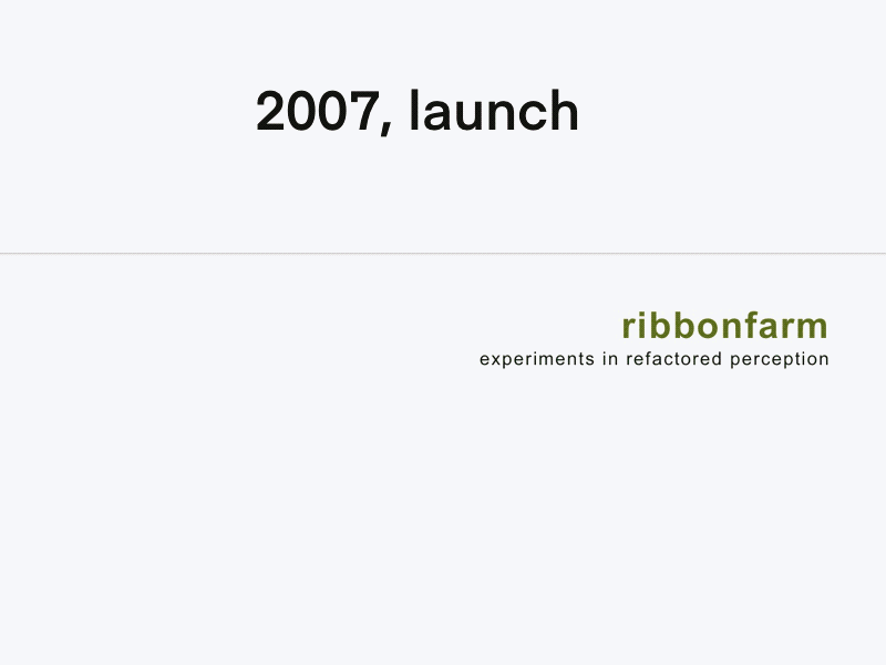 Ribbonfarm masthead, 2007 launch