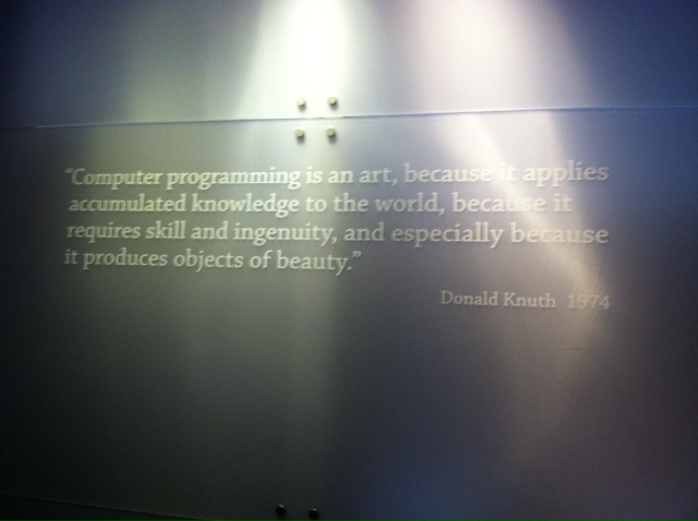 Donald Knuth quote on Computer History Museum wall